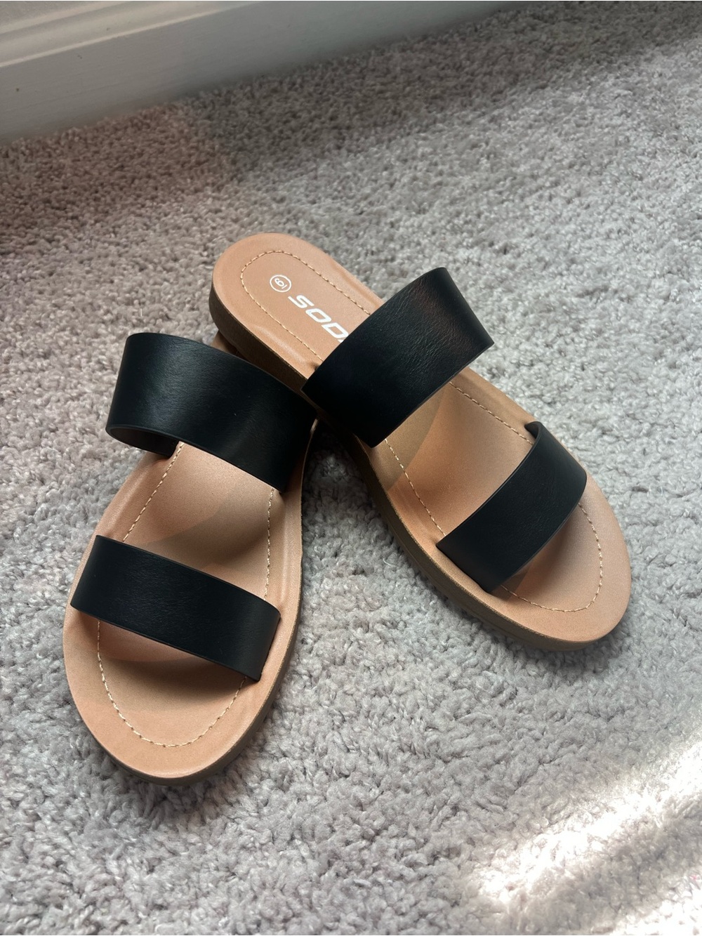 Brand new | SODA Women's Black Double-Strap Slide Sandals